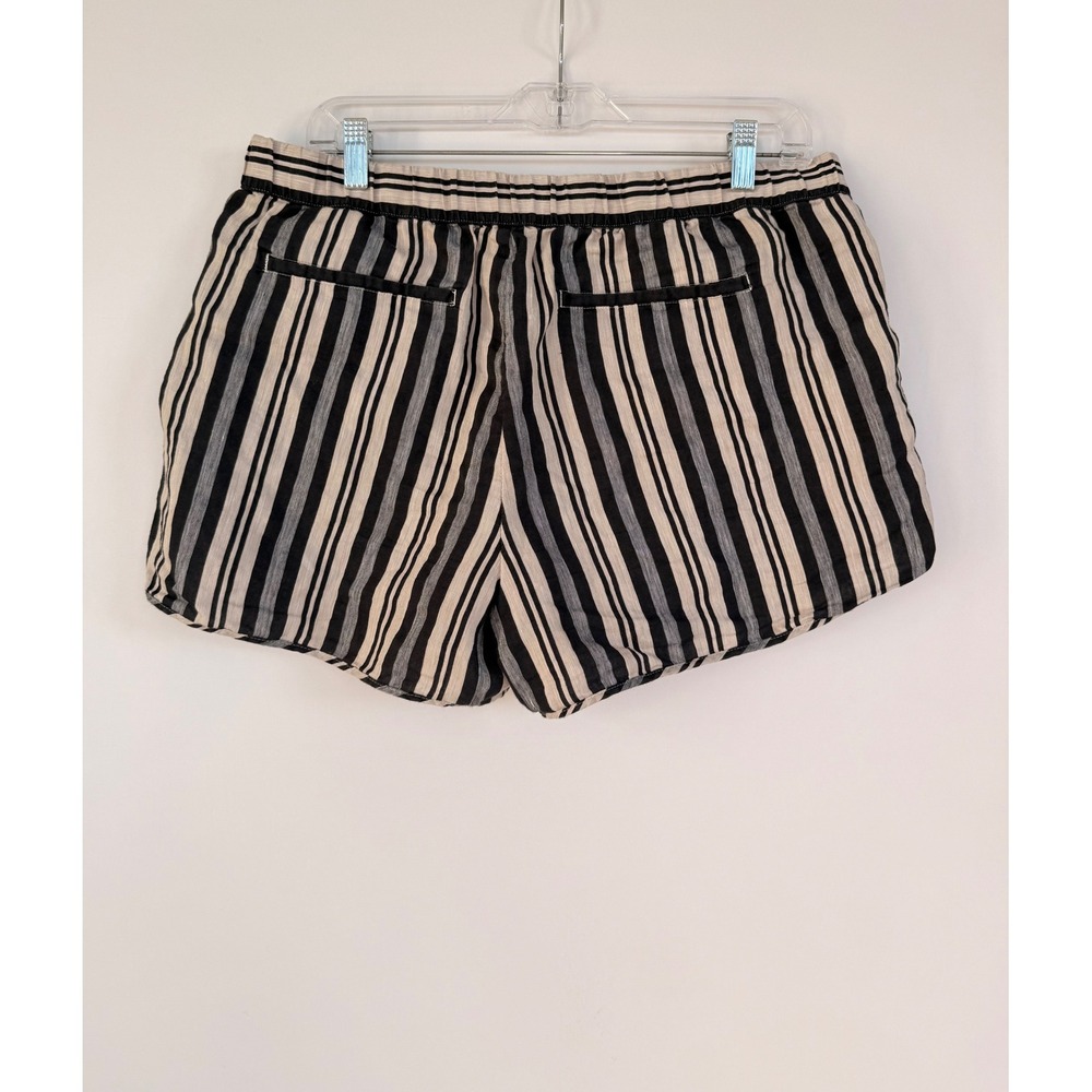 Madewell Linen Blend Striped Pull On Shorts Black Cream Large Dolphin Hem
Resort